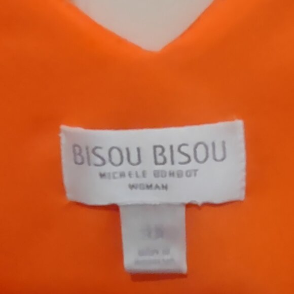 NWOT Women's Bisou Bisou Orange Sheer Lined Blouse 3/4 Sheer Sleeve 3X V-Neck - Picture 6 of 7